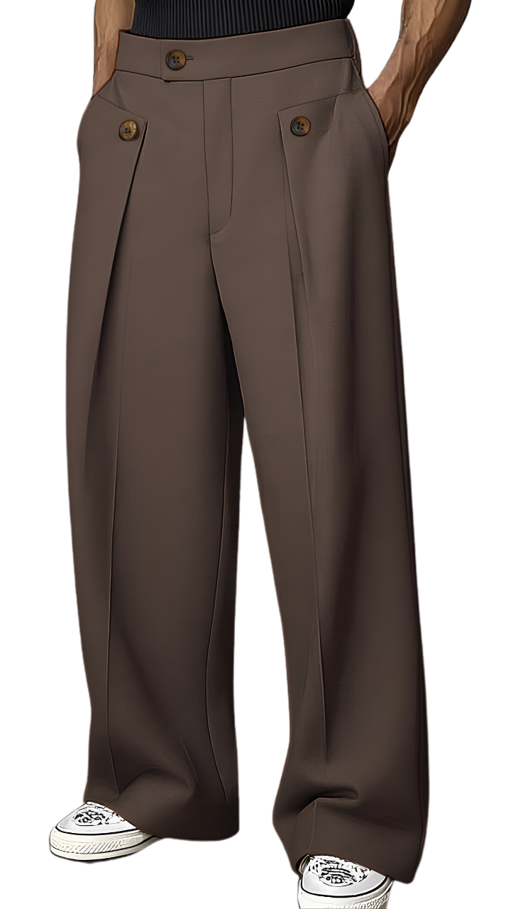 Pantalones de cintura alta de corte elegante informal